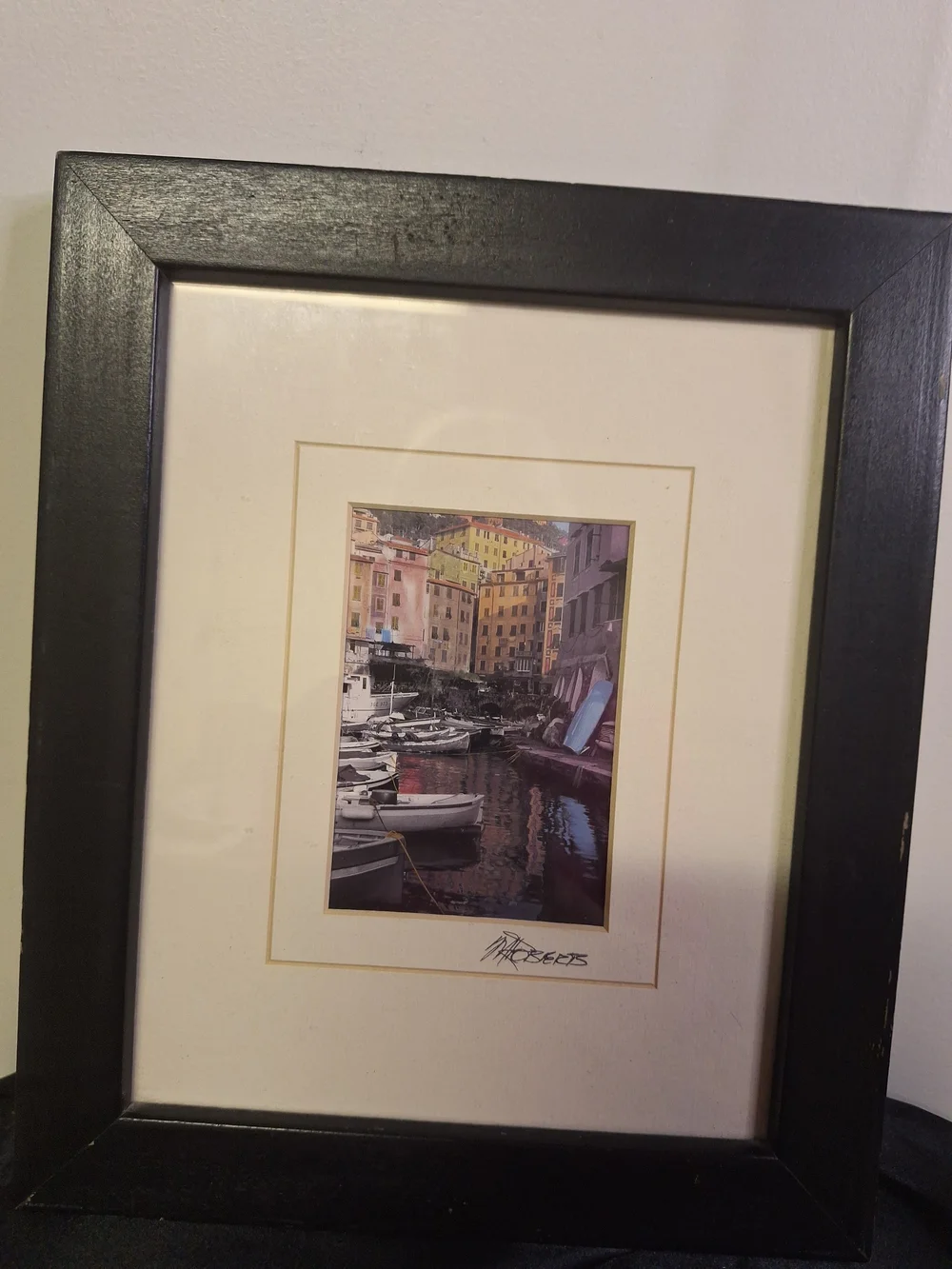 Coastal Harbor Print Signed M Roberts.